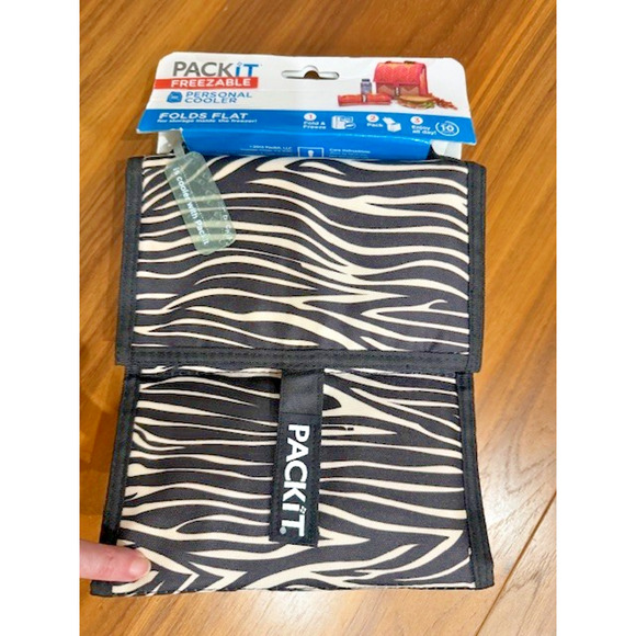 PACKIT Freezable Lunch Bag Reusable Collapsible Personal Cooler Travel Zebra - Picture 1 of 9